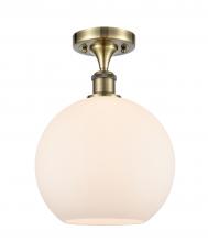 Innovations Lighting 516-1C-AB-G121-10-LED - Athens - 1 Light - 10 inch - Antique Brass - Semi-Flush Mount