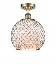 Innovations Lighting 516-1C-AB-G121-10CBK-LED - Farmhouse Chicken Wire - 1 Light - 10 inch - Antique Brass - Semi-Flush Mount