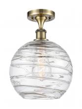 Innovations Lighting 516-1C-AB-G1213-10-LED - Athens Deco Swirl - 1 Light - 10 inch - Antique Brass - Semi-Flush Mount