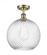 Innovations Lighting 516-1C-AB-G1214-12-LED - Athens Twisted Swirl - 1 Light - 12 inch - Antique Brass - Semi-Flush Mount