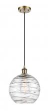 Innovations Lighting 516-1P-AB-G1213-10-LED - Athens Deco Swirl - 1 Light - 10 inch - Antique Brass - Cord hung - Mini Pendant