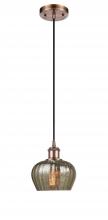 Innovations Lighting 516-1P-AC-G96-LED - Fenton - 1 Light - 7 inch - Antique Copper - Cord hung - Mini Pendant