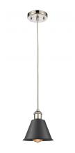 Innovations Lighting 516-1P-PN-M8-BK-LED - Smithfield - 1 Light - 7 inch - Polished Nickel - Cord hung - Mini Pendant