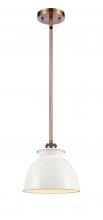 Innovations Lighting 516-1S-AC-M14-W-LED - Adirondack - 1 Light - 8 inch - Antique Copper - Mini Pendant