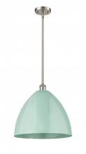 Innovations Lighting 516-1S-SN-MBD-16-SF-LED - Plymouth - 1 Light - 16 inch - Brushed Satin Nickel - Pendant