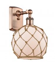 Innovations Lighting 516-1W-AC-G121-8RB-LED - Farmhouse Rope - 1 Light - 8 inch - Antique Copper - Sconce