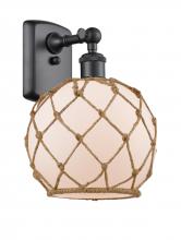 Innovations Lighting 516-1W-BK-G121-8RB - Farmhouse Rope - 1 Light - 8 inch - Matte Black - Sconce