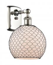 Innovations Lighting 516-1W-PN-G121-8CBK - Farmhouse Chicken Wire 1 Light Sconce