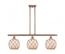 Innovations Lighting 516-3I-AC-G121-8RB-LED - Farmhouse Rope - 3 Light - 36 inch - Antique Copper - Cord hung - Island Light