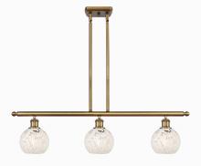 Innovations Lighting 516-3I-BB-G1216-6WM - White Mouchette - 3 Light - 36 inch - Brushed Brass - Stem Hung - Island Light