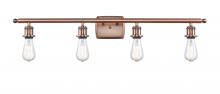 Innovations Lighting 516-4W-AC-LED - Bare Bulb - 4 Light - 36 inch - Antique Copper - Bath Vanity Light