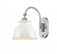 Innovations Lighting 518-1W-SN-M14-W-LED - Adirondack - 1 Light - 8 inch - Brushed Satin Nickel - Sconce