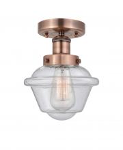  616-1F-AC-G534 - Oxford - 1 Light - 7 inch - Antique Copper - Semi-Flush Mount