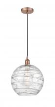 Innovations Lighting 616-1P-AC-G1213-12-LED - Athens Deco Swirl - 1 Light - 12 inch - Antique Copper - Cord hung - Mini Pendant