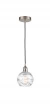 Innovations Lighting 616-1P-SN-G1213-6-LED - Athens Deco Swirl - 1 Light - 6 inch - Brushed Satin Nickel - Cord hung - Mini Pendant