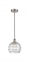 Innovations Lighting 616-1P-SN-G1213-8-LED - Athens Deco Swirl - 1 Light - 8 inch - Brushed Satin Nickel - Cord hung - Mini Pendant