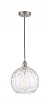 Innovations Lighting 616-1P-SN-G1215-10-LED - Athens Water Glass - 1 Light - 10 inch - Brushed Satin Nickel - Cord hung - Mini Pendant