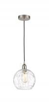 Innovations Lighting 616-1P-SN-G1215-8-LED - Athens Water Glass - 1 Light - 8 inch - Brushed Satin Nickel - Cord hung - Mini Pendant