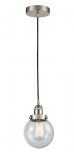 Innovations Lighting 616-1PH-SN-G204-6-LED - Beacon - 1 Light - 6 inch - Brushed Satin Nickel - Cord hung - Mini Pendant