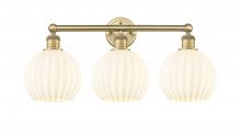  616-3W-BB-G1217-8WV - White Venetian - 3 Light - 26 inch - Brushed Brass - Bath Vanity Light