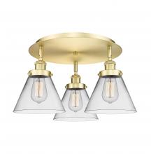  916-3C-SG-G42 - Cone - 3 Light - 20 inch - Satin Gold - Flush Mount