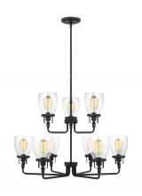 Generation Lighting 3214509-112 - Belton transitional 9-light indoor dimmable ceiling chandelier pendant light in midnight black finis