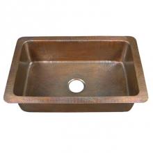 Barclay 6921-AC - Rhodes Single Bowl Kitchen Sink-Hammered Antique Copper