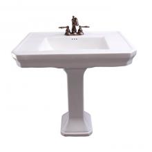 Barclay 3-3011WH - Corbin Rectangular Pedestal Lavatory, White-1 hole