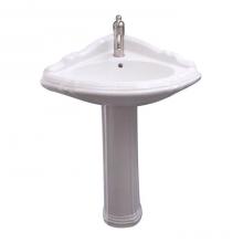 Barclay 3-3021WH - Ethan Corner Pedestal Lavatory, 1 Faucet Hole,White