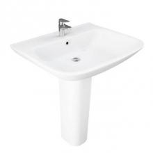 Barclay B/3-1124WH - Eden 650 Ped Lav Basin Only 4'' Center Set,White