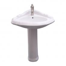 Barclay B/3-3021WH - Ethan Corner Basin Only with 1-Faucet Hole,W/Overflow,WH