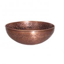 Barclay 7-754AC - Arandas 15'' Embossed Round Basin, Hammered,Antique Copper