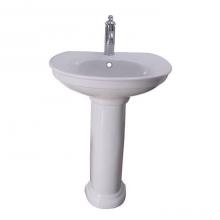 Barclay 3-441WH - Carlson Pedestal with 1 Hole Overflow, White