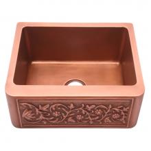 Barclay FSCSB3082-SAC - Cilantro 25'' Embossed Single Bwl Copper Apron Front Sink-SAC