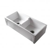 Barclay FSDB1552-WH - Myron DBL Bowl Fire Clay 39'' Apron Front Sink, White