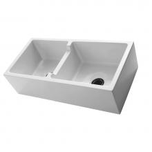 Barclay FSDB1558-WH - Mina 39'' Double Bowl  Low- Divide Apron Front Sink, White