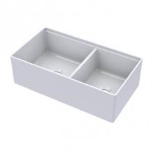 Barclay FSDB33AC-WH - Maxwel 33'' Double Bowl Sink w/Ledge,Plain Front,White