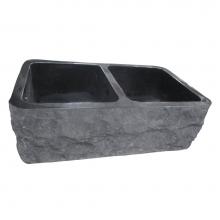 Barclay FSGDB4526-GPBL - Bowdon 33'' Granite Dbl Bowl Apron Front Sink,Chiseled Frnt GPBL