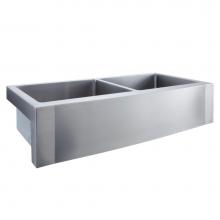 Barclay FSSDB2612-SS - Dominic 42'' Stainless Steel Dbl Bowl Bevelled Apron Front Sink