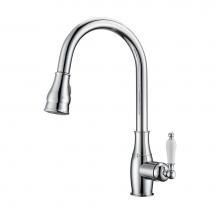 Barclay KFS410-L3-CP - Caryl Kitchen Faucet,Pull-Out Spray, Porcelain Handles, CP