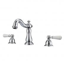 Barclay LFW104-PL-CP - Aldora 8''cc Lav Faucet, IncldsHoses,Porcelain Lever Hdls, CP