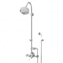 Sigma 7.00481860.54 - Exposed Thermostatic Shower System with Showerhead and Handshower and 481 Drop Cross Handle in Sat