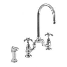 Sigma 7.57481032.26 - Sancerre Bridge Kitchen Faucet with Handspray and 481 Drop Cross Handle in Polished Chrome