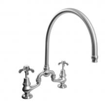 Sigma 7.57481040.63 - Sancerre Bridge Kitchen/Bar Faucet with High-Arc Spout and 481 Drop Cross Handle in Coco Bronze