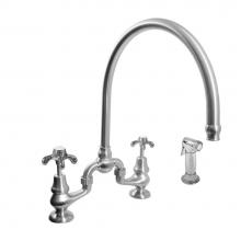 Sigma 7.57481042.53 - Sancerre Bridge Kitchen Faucet with High-Arc Spout, Handspray, and 481 Drop Cross Handle in Black