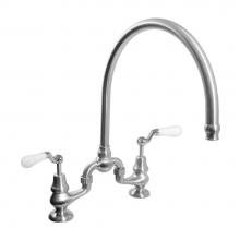 Sigma 7.57482040.54 - Sancerre Bridge Kitchen/Bar Faucet with High-Arc Spout and 482 Offset Lever in Satin Gold