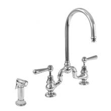 Sigma 7.57484032.26 - Sancerre Bridge Kitchen Faucet with Handspray and 484 Straight Lever in Polished Chrome