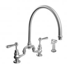 Sigma 7.57484042.59 - Sancerre Bridge Kitchen Faucet with High-Arc Spout, Handspray, and 484 Straight Lever in Antique C