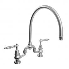 Sigma 7.57486040.51 - Sancerre Bridge Kitchen/Bar Faucet with High-Arc Spout and 486 Finial Lever in Antique Pewter