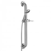 Jaclo 1236-1271SS-PCH - Chrome Sliding Handshower Mount on Stainless Steel Grab Bar with Handshower Set Up